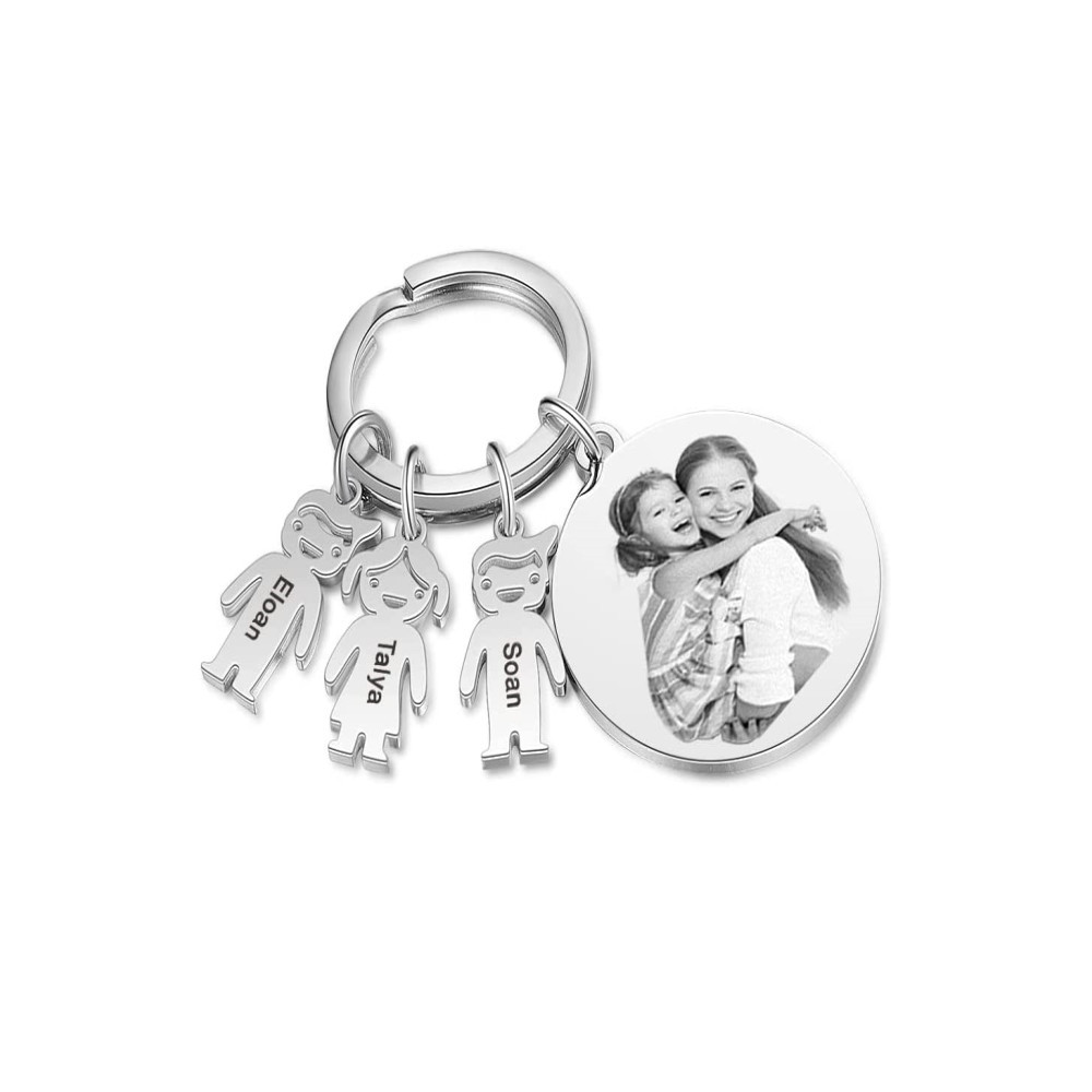 A mi mamá - Llavero 3 Nombres Personalizado Con Charms 3 Niños con Foto y Texto-Jessemade ES