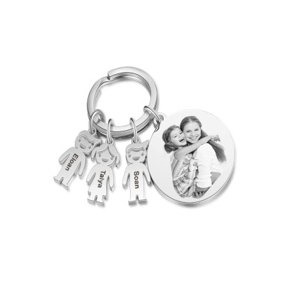 A mi papá - Llavero 3 Nombres Personalizado Con Charms 3 Niños con Foto y Texto-Jessemade ES