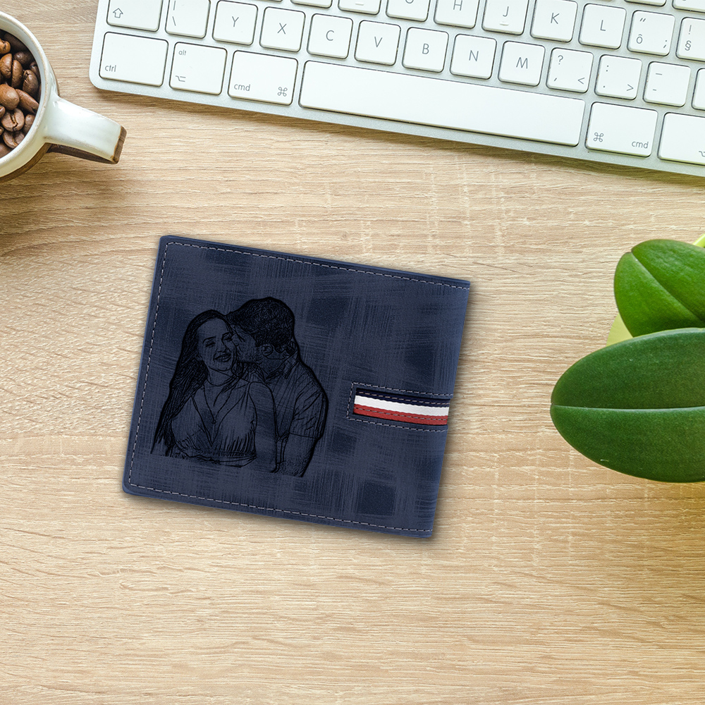 Cartera, billetera personalizada con 1 foto, 1 nombre y 1 letra monedero para hombre-Jessemade ES