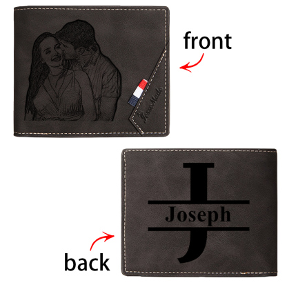 Cartera, billetera personalizada con 1 foto, 1 nombre y 1 letra monedero para hombre-Jessemade ES