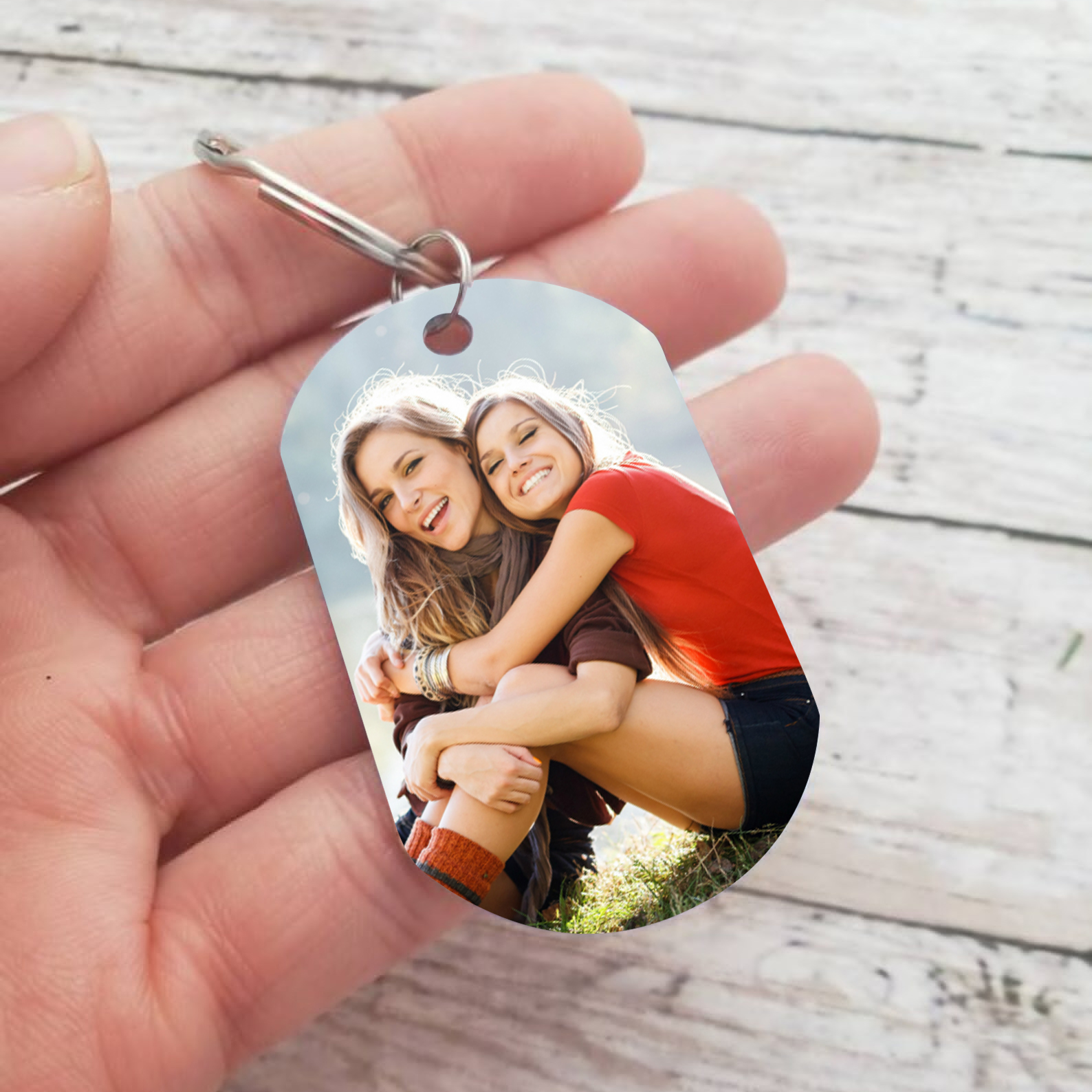 A mi hermana - Llavero con 2 nombres personalizados con foto-Jessemade ES