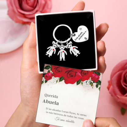 A mi abuela - Llavero con 3 nombres personalizados en "niños"-Jessemade ES