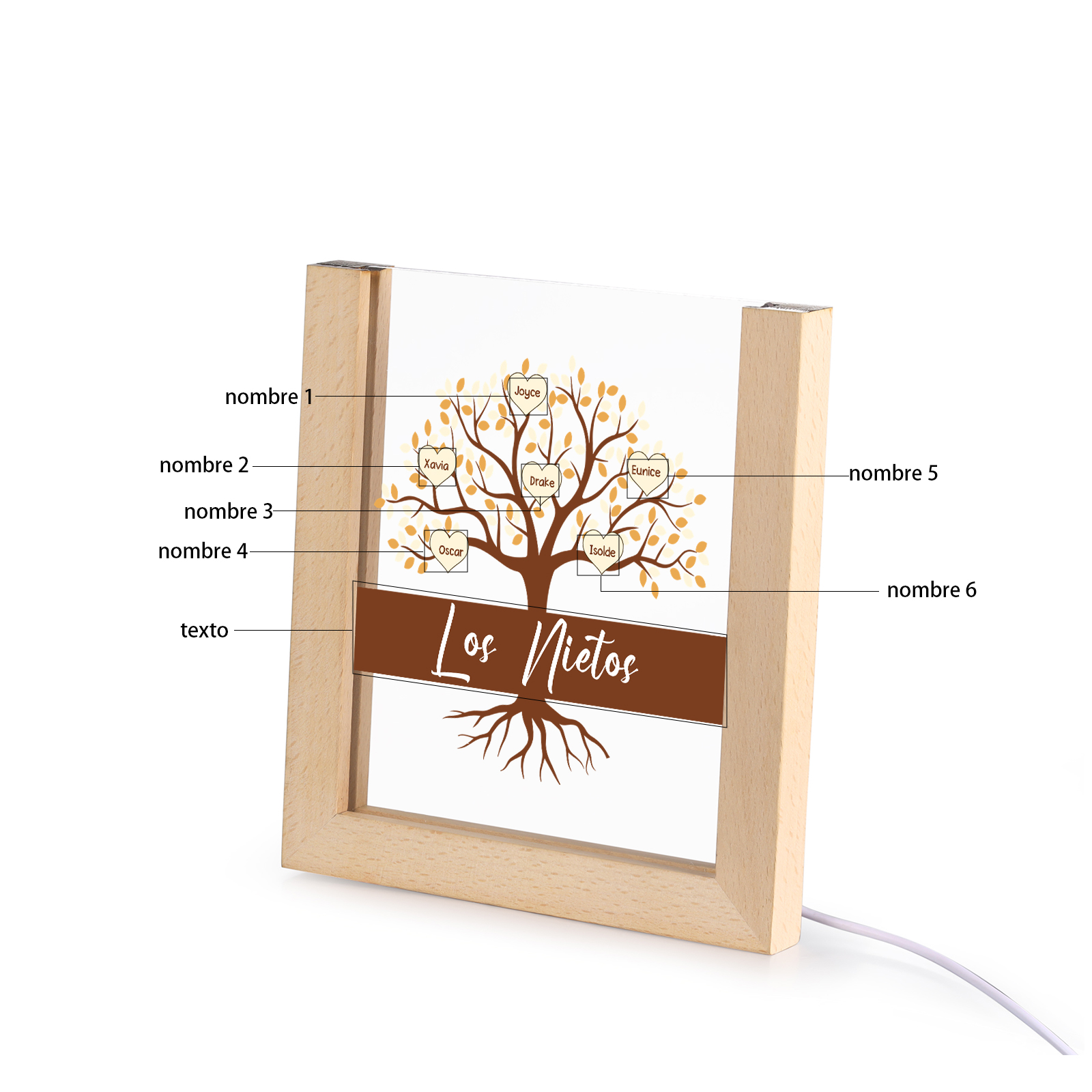 A mi mamá/abuela-Lámpara Personalizada con 2-8 Nombres y Texto "árbol" 3D Ilusión Luz de Noche-Jessemade ES