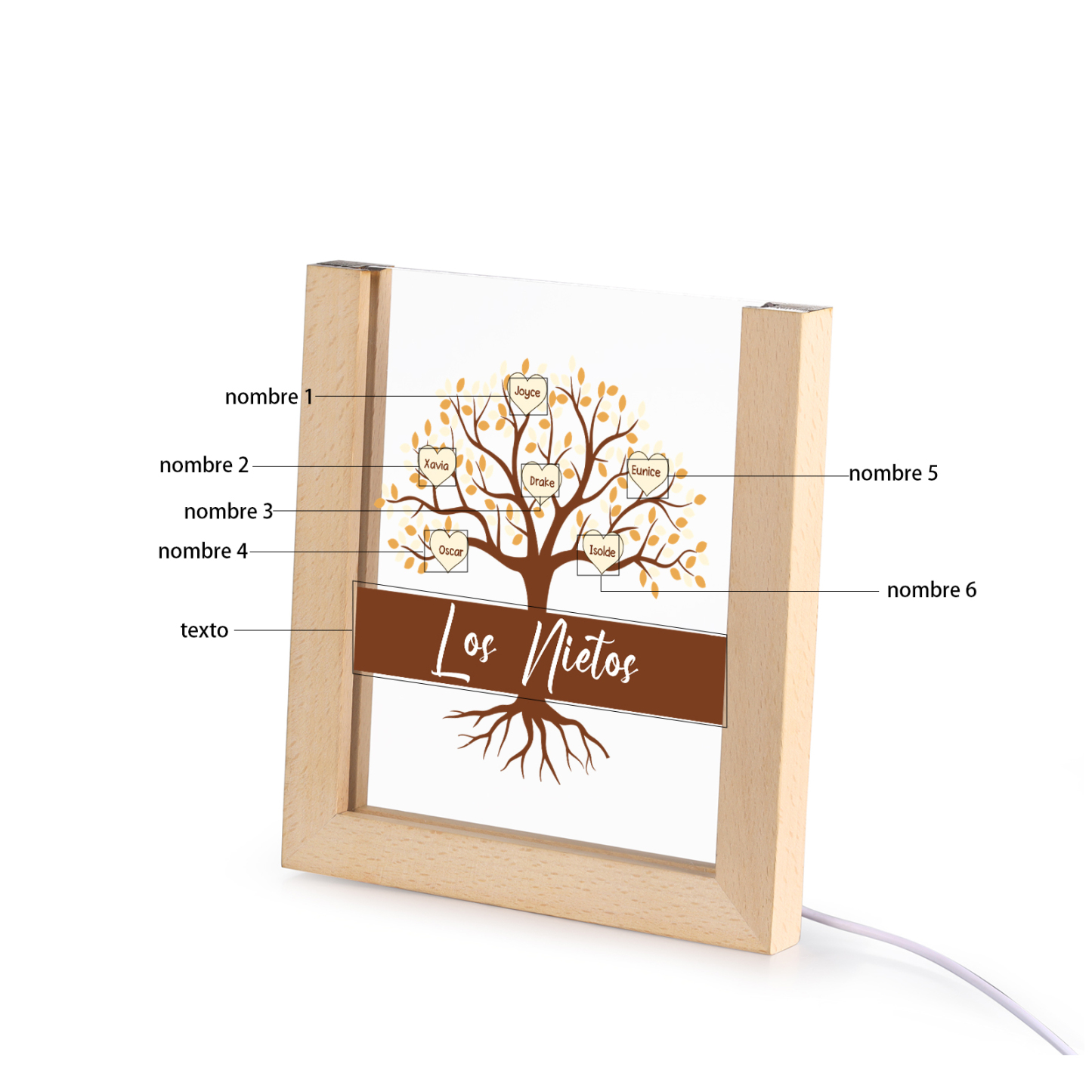 A mi mamá/abuela-Lámpara Personalizada con 2-8 Nombres y Texto "árbol" 3D Ilusión Luz de Noche-Jessemade ES