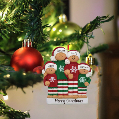 Navidad-Ornamento muñecos navideño de madera 4 nombres y 1 texto personalizados adorno del árbol