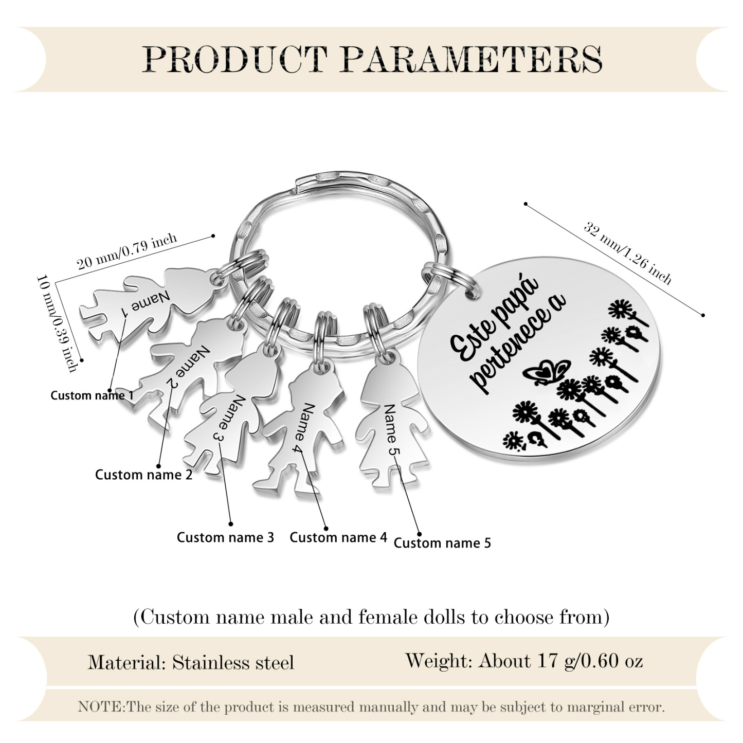 A mi papá - Llavero con 1-5 nombre personalizado en "niños"-Jessemade ES