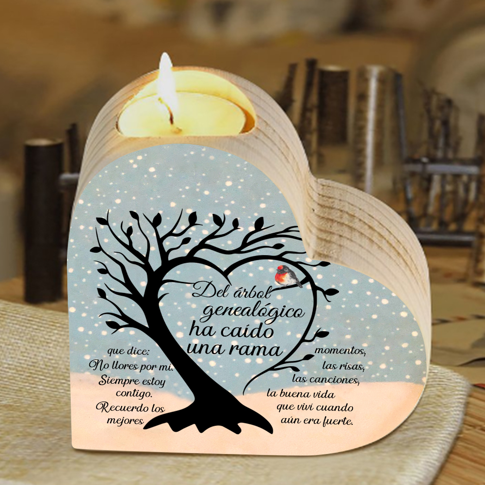 Candelero de corazón en memoria de ser querido de madera sin vela-Jessemade ES