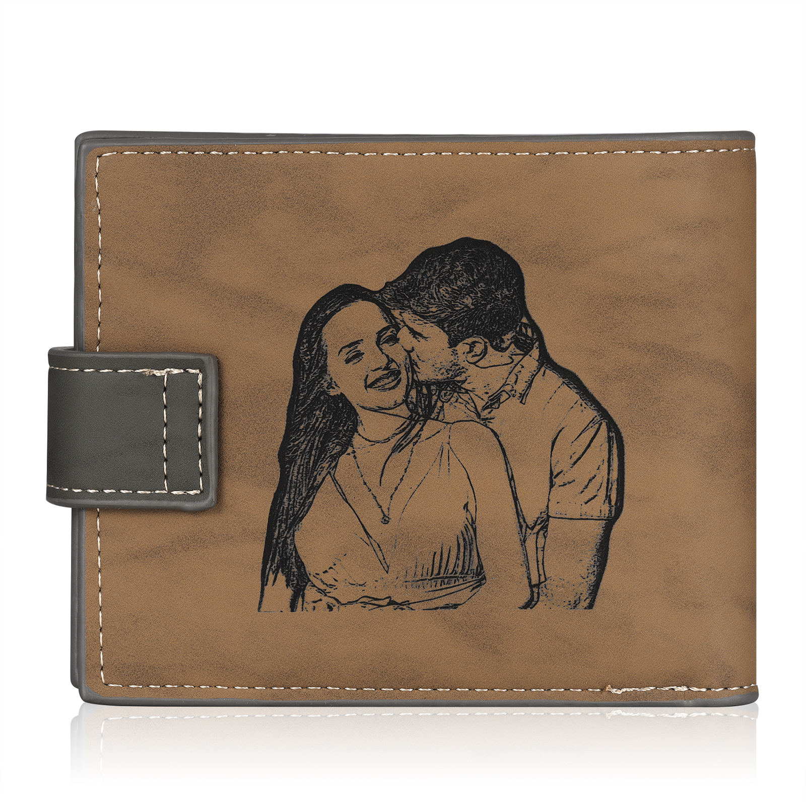 Cartera, billetera personalizada con 1 foto, 1 nombre y 1 letra monedero para hombre-Jessemade ES