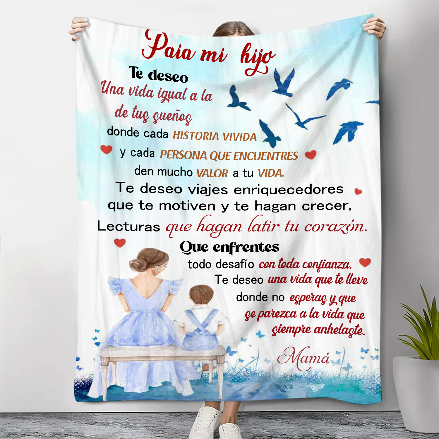 A mi hija-Manta de buen calidad con frase amoroso y personalizada con 1 nombre-Jessemade ES