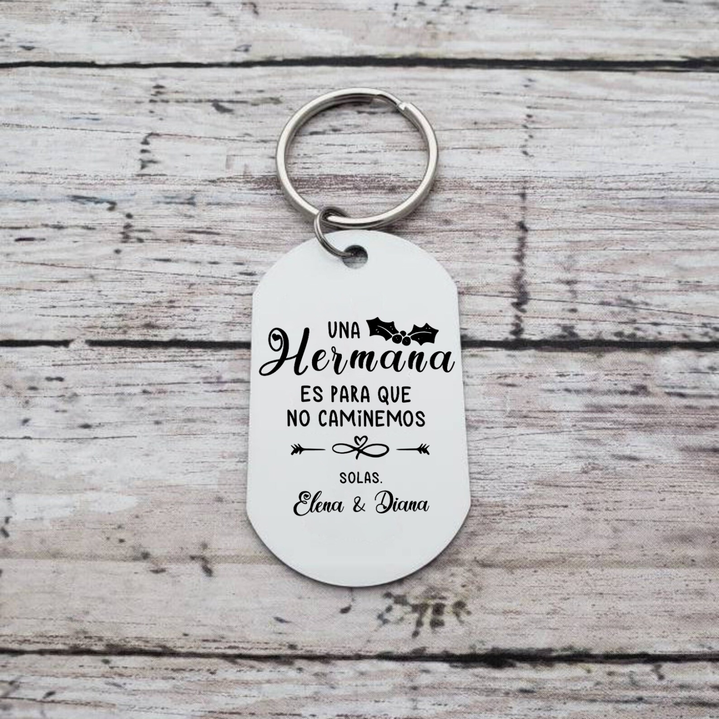 A mi hermana - Llavero con 2 nombres personalizados con foto-Jessemade ES