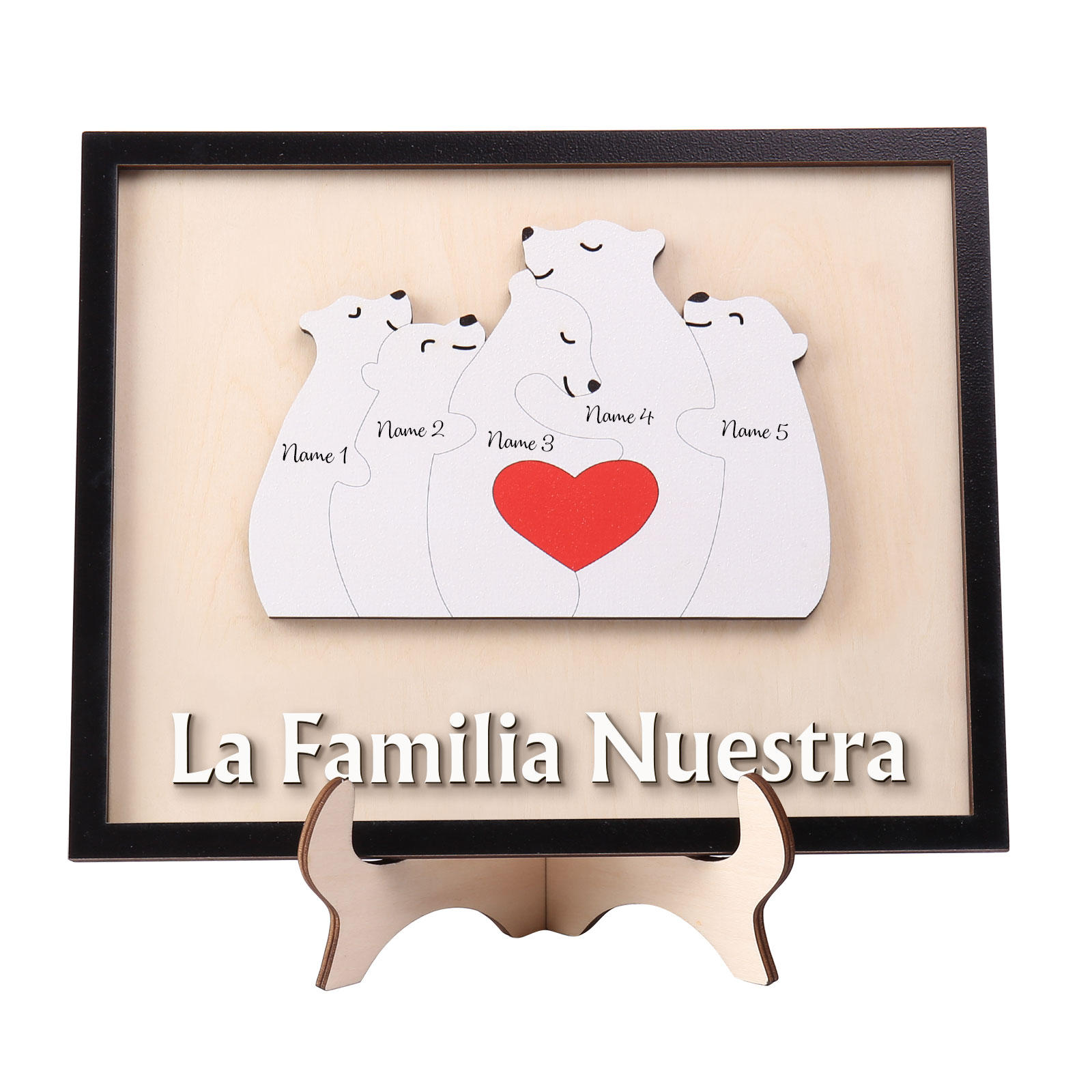 A familia-Adorno 2-6 nombres personalizados decoración de madera familia de canguros-Jessemade ES