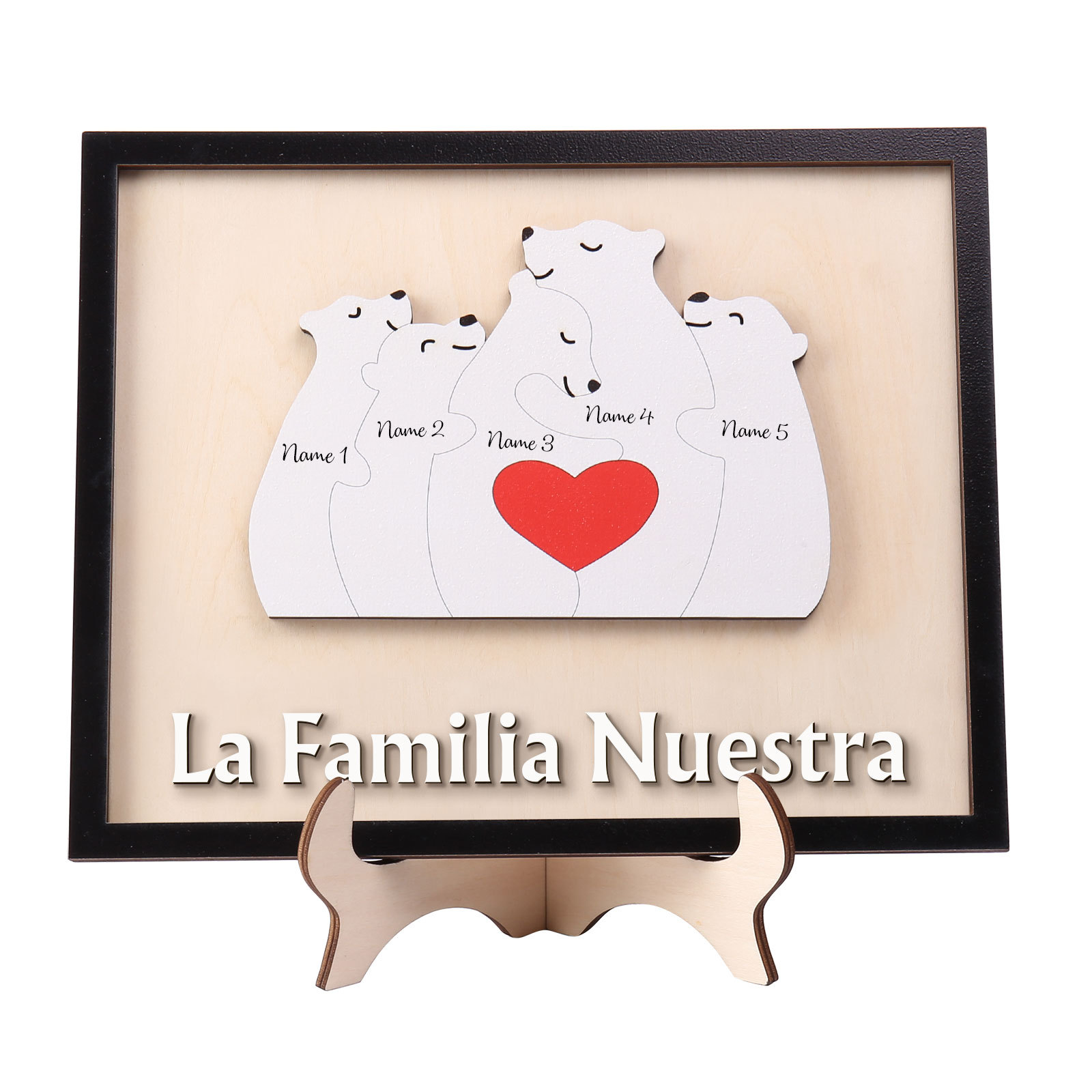 A familia-Adorno 2-6 nombres personalizados decoración de madera familia de canguros-Jessemade ES