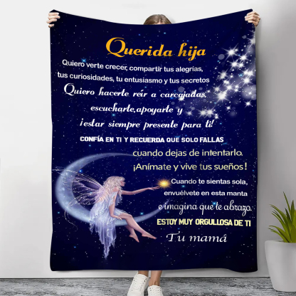 A mi hija-Manta de buen calidad con frase amoroso de mamá a hija-Jessemade ES