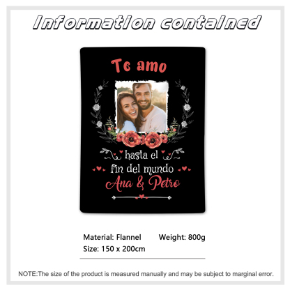 Pareja-Manta de buen calidad de foto personalizada con 2 nombres-Jessemade ES