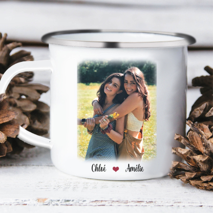 Taza para amigas pinky swear 2 nombres y foto personalizados-Jessemade ES