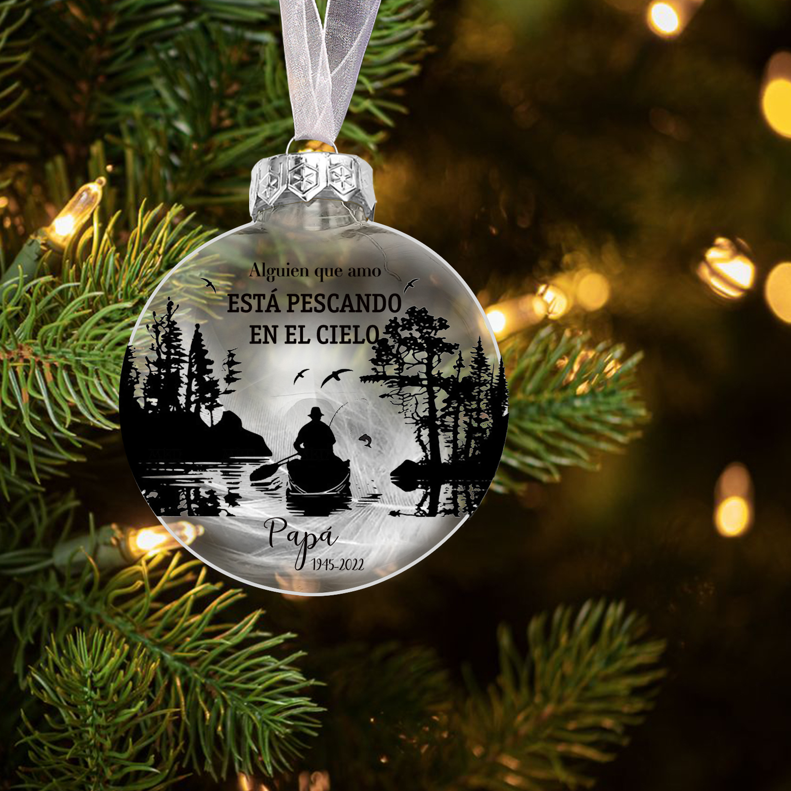 Bola navideña conmemorativa Adorno de Navidad nombre y años personalizados con pluma -Jessemade ES