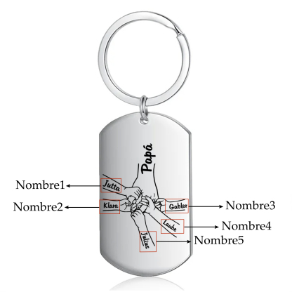 A mi papá-Llavero Personalizado MANOS COGIDAS 1-5 Nombres-Jessemade ES