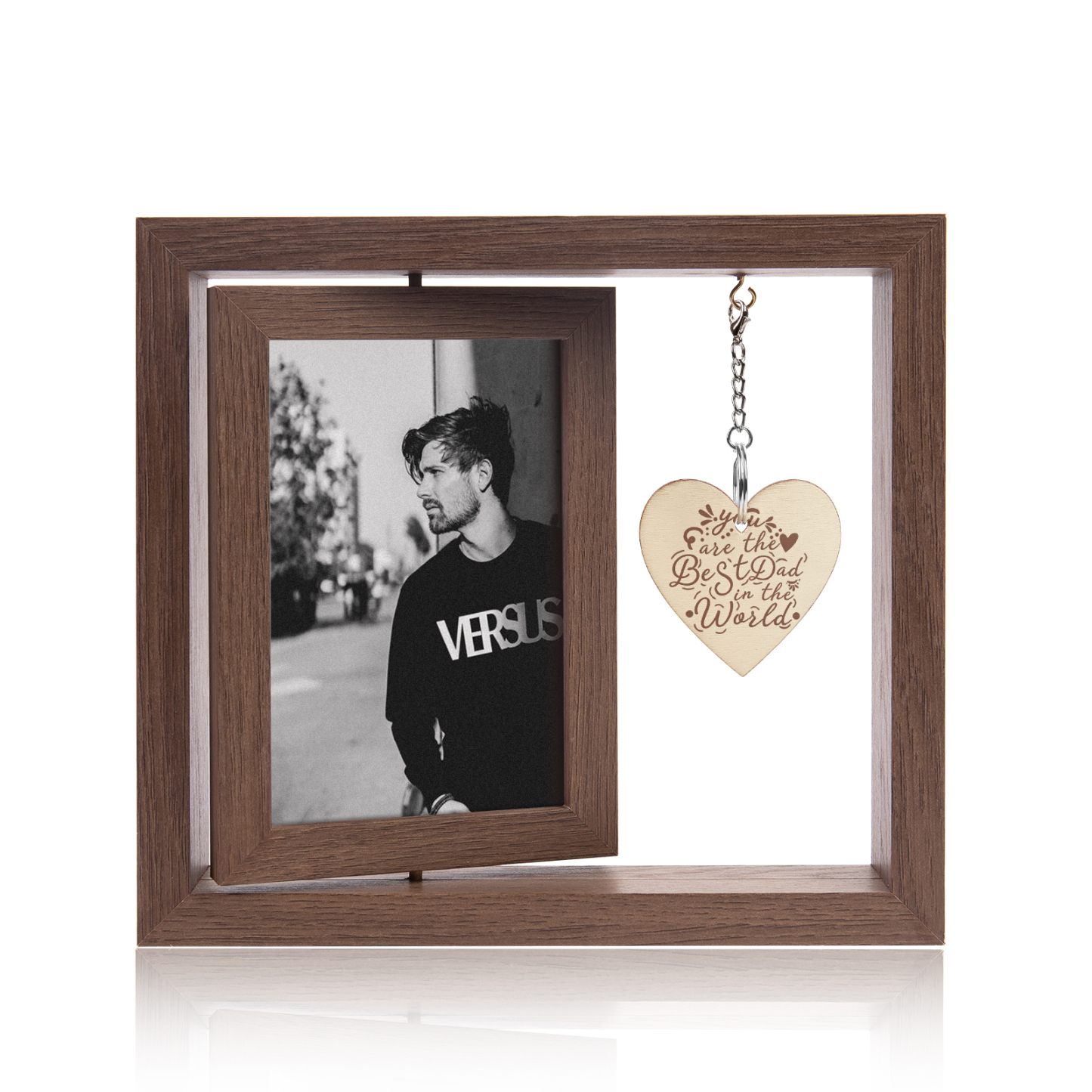 Adorno marco de madera 2 fotos y 1 texto personalizados-Jessemade ES