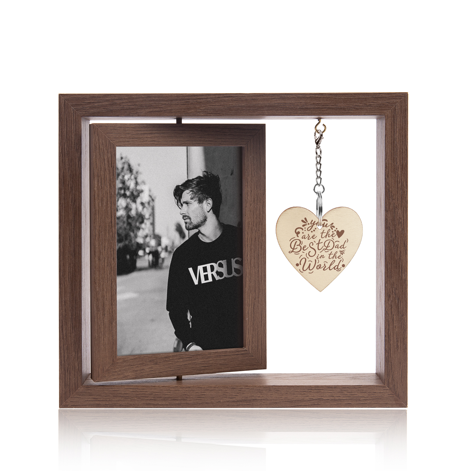Adorno marco de madera 2 fotos y 1 texto personalizados-Jessemade ES