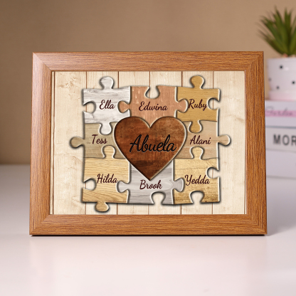 A mi abuela-Marco de 3-9 nombres personalizados rompecabezas de madera-Jessemade ES