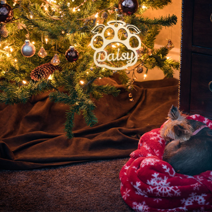 Navidad-Ornamento navideño con alas pata de perro y gato nombres personalizados Adorno de madera