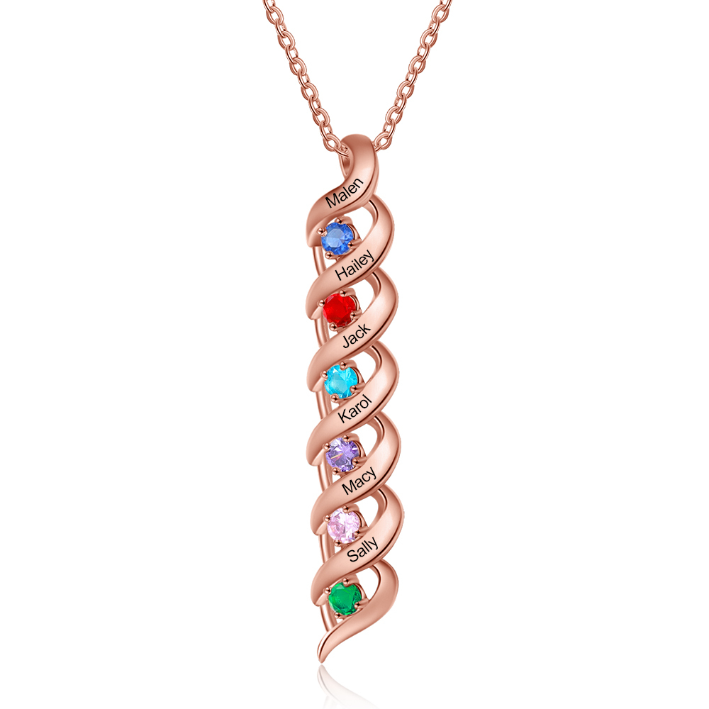 Collar de DNA 2-7 nombres y piedras personalizados-Jessemade ES