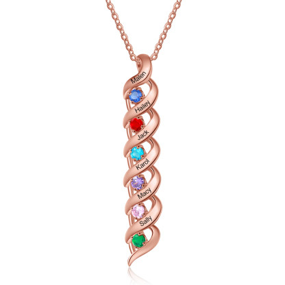 Collar de DNA 2-7 nombres y piedras personalizados-Jessemade ES