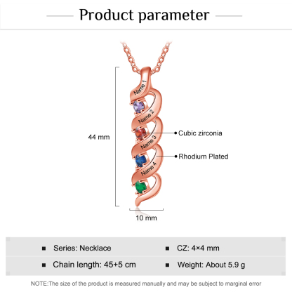 Collar de DNA 2-7 nombres y piedras personalizados-Jessemade ES