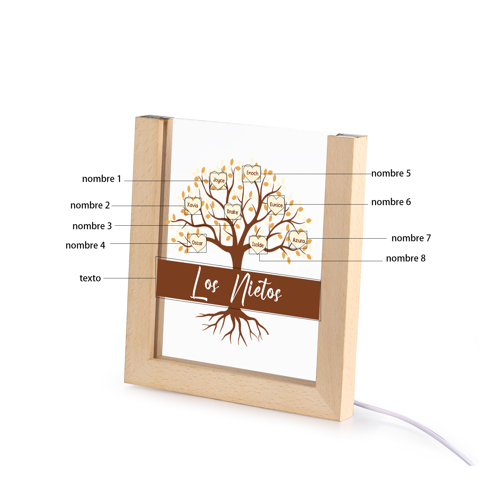 A mi mamá/abuela-Lámpara Personalizada con 2-8 Nombres y Texto "árbol" 3D Ilusión Luz de Noche-Jessemade ES