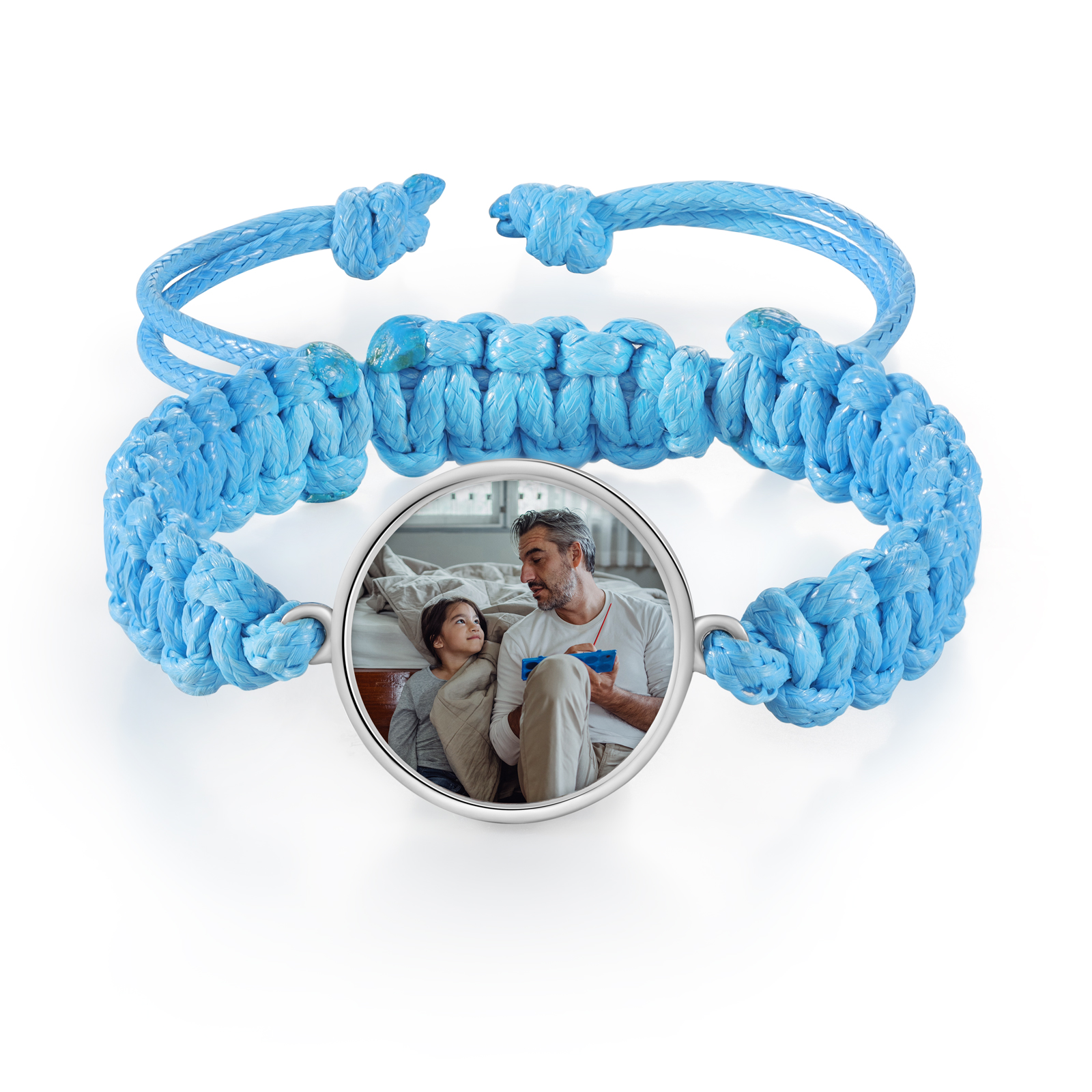 Pulsera de cuerda para familia con 2 fotos personalizadas para padres e hijos-Jessemade ES