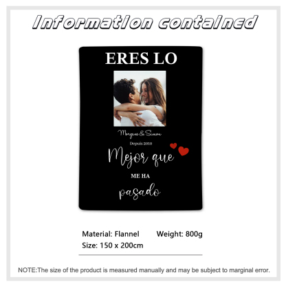 Pareja-Manta de buen calidad de foto personalizada con 2 textos-Jessemade ES