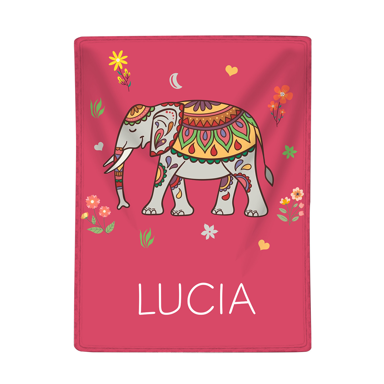Manta de buen calidad con Elefante personalizada con 1 nombre-Jessemade ES