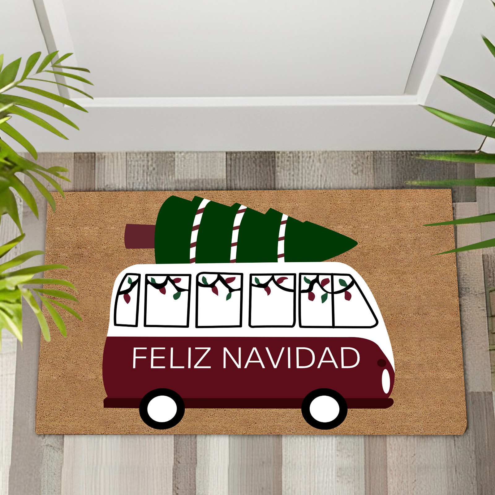 Navidad-felpudo/alfombra de entrada coche y árbol-Jessemade ES