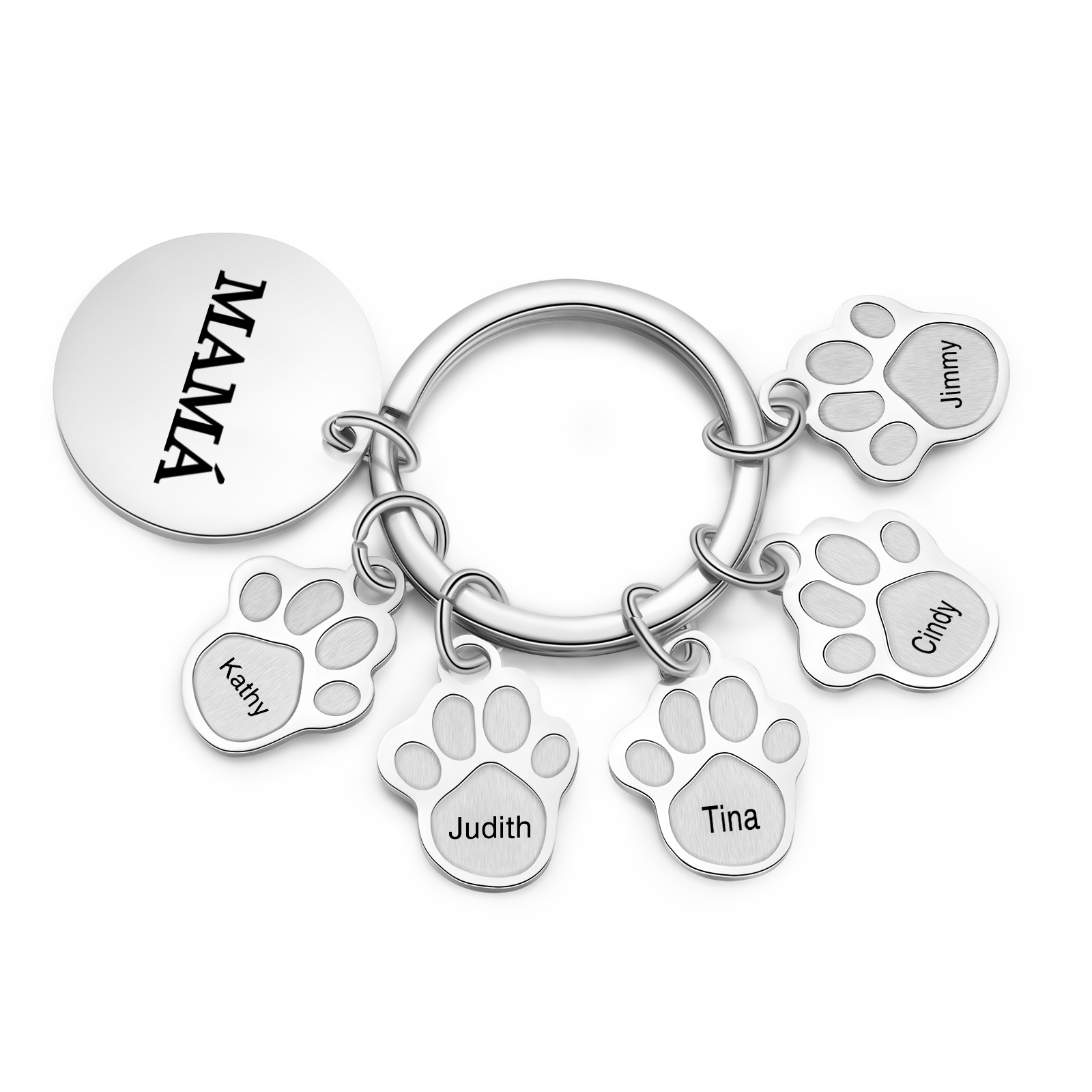 A mi familia - Llavero con 5 nombres personalizados en patas con texto-Jessemade ES