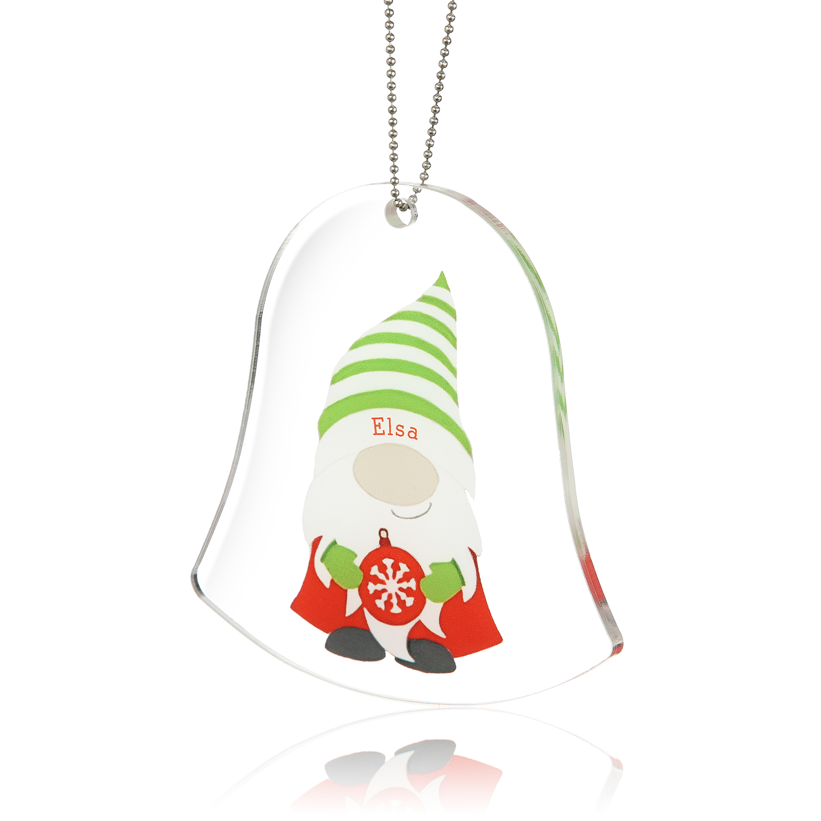 Navidad-Ornamento navideño de acrílico genios en forma de campanilla con 1 nombre personalizado