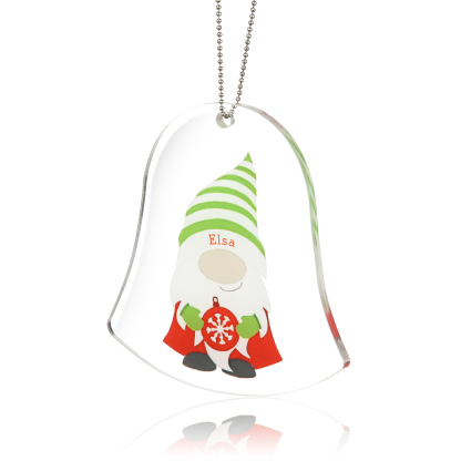 Navidad-Ornamento navideño de acrílico genios en forma de campanilla con 1 nombre personalizado
