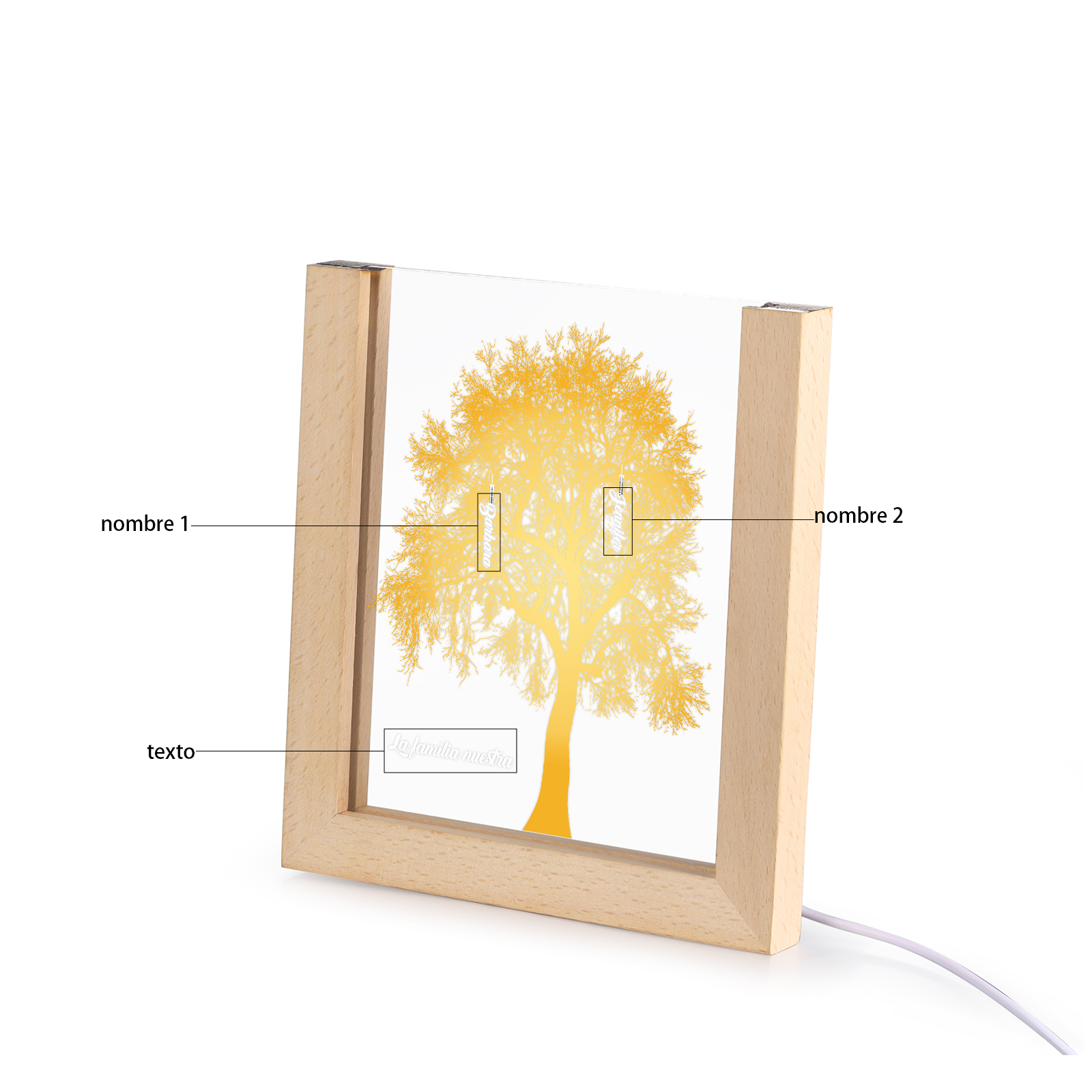 A mi mamá/abuela-Lámpara Personalizada con 2-8 Nombres y Texto "árbol" 3D Ilusión Luz de Noche-Jessemade ES