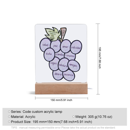 Navidad-Lámpara Luz de Noche LED Año Nuevo Doce Uvas Doce Deseos con Nombre Personalizado-Jessemade ES