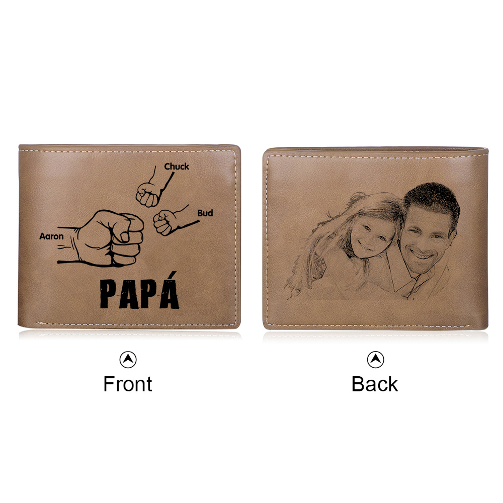 A mi papá-Cartera 2-5 nombres y foto personalizados billetera clásica puño a puño -Jessemade ES