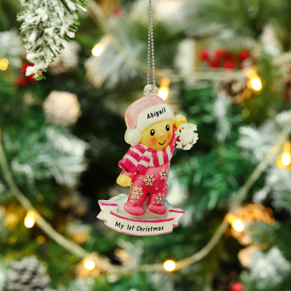 Navidad-Bebé Ornamento Navideño 1 nombre y texto personalizados