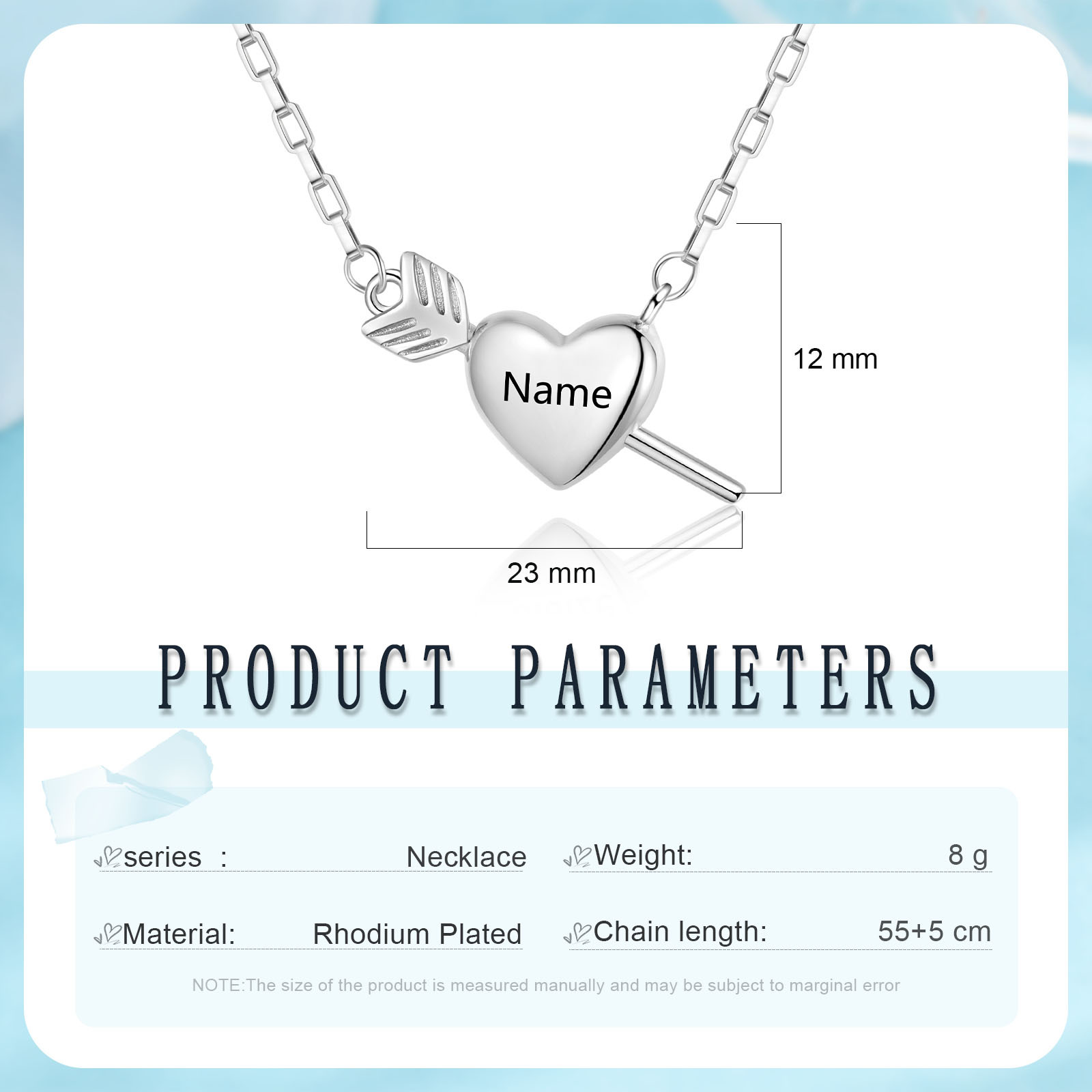 Collar de flecha en el corazón personalizado con 1 nombre para pareja-Jessemade ES