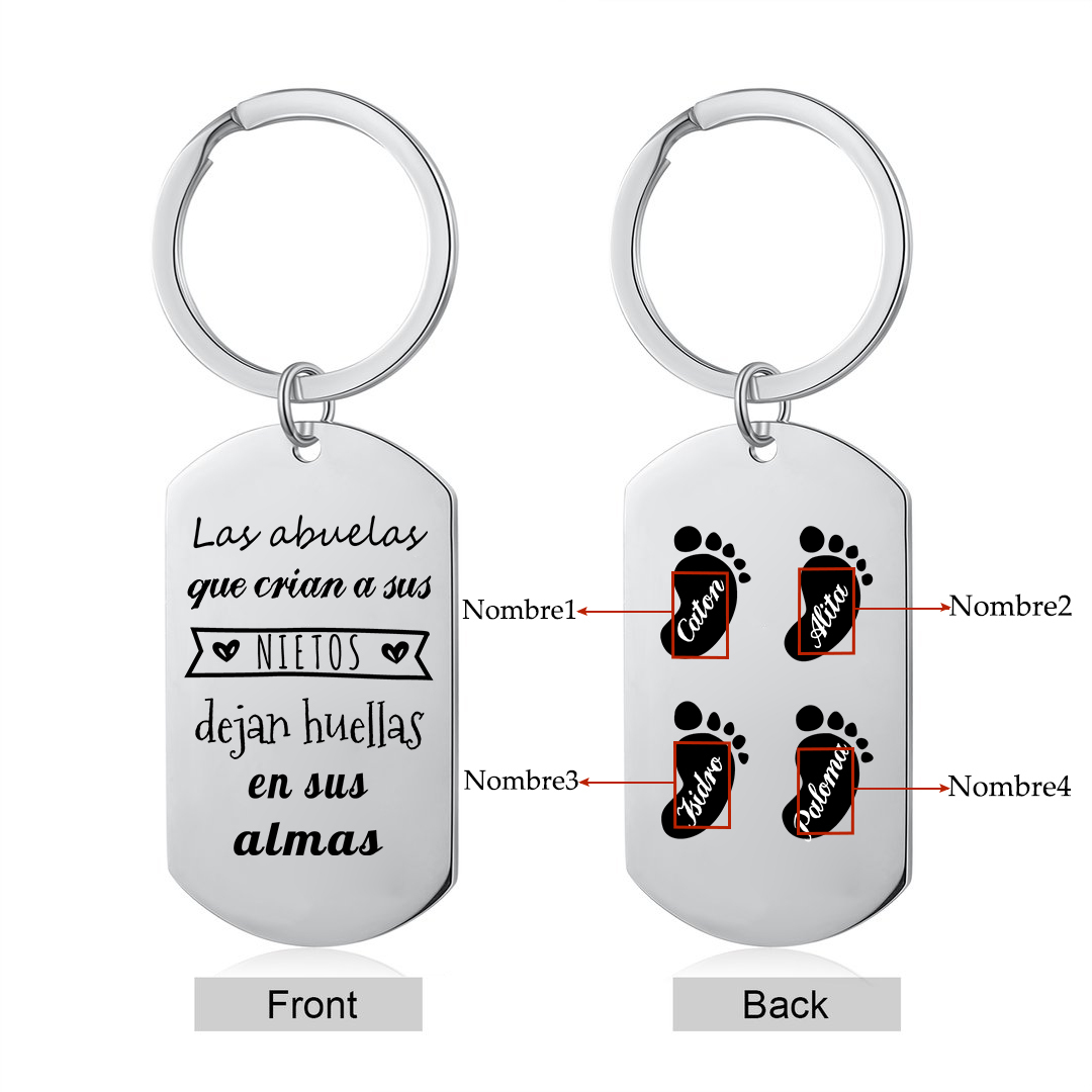 A mi abuela - Llavero 1-5 Nombres Personalizado LAS ABUELAS DEJAN HUELLAS EN NIETOS-Jessemade ES