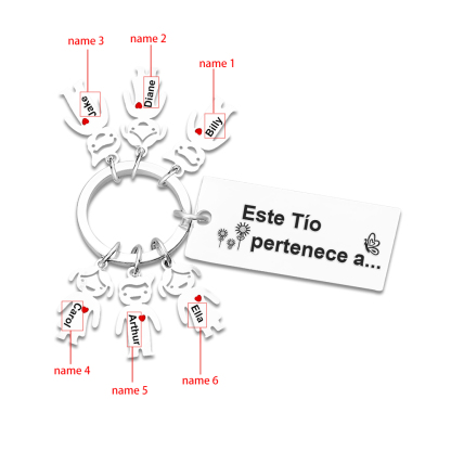 A mi tío - Llavero con 1-6 nombres personalizados en "niños" "Este Tío pertenece a..."-Jessemade ES