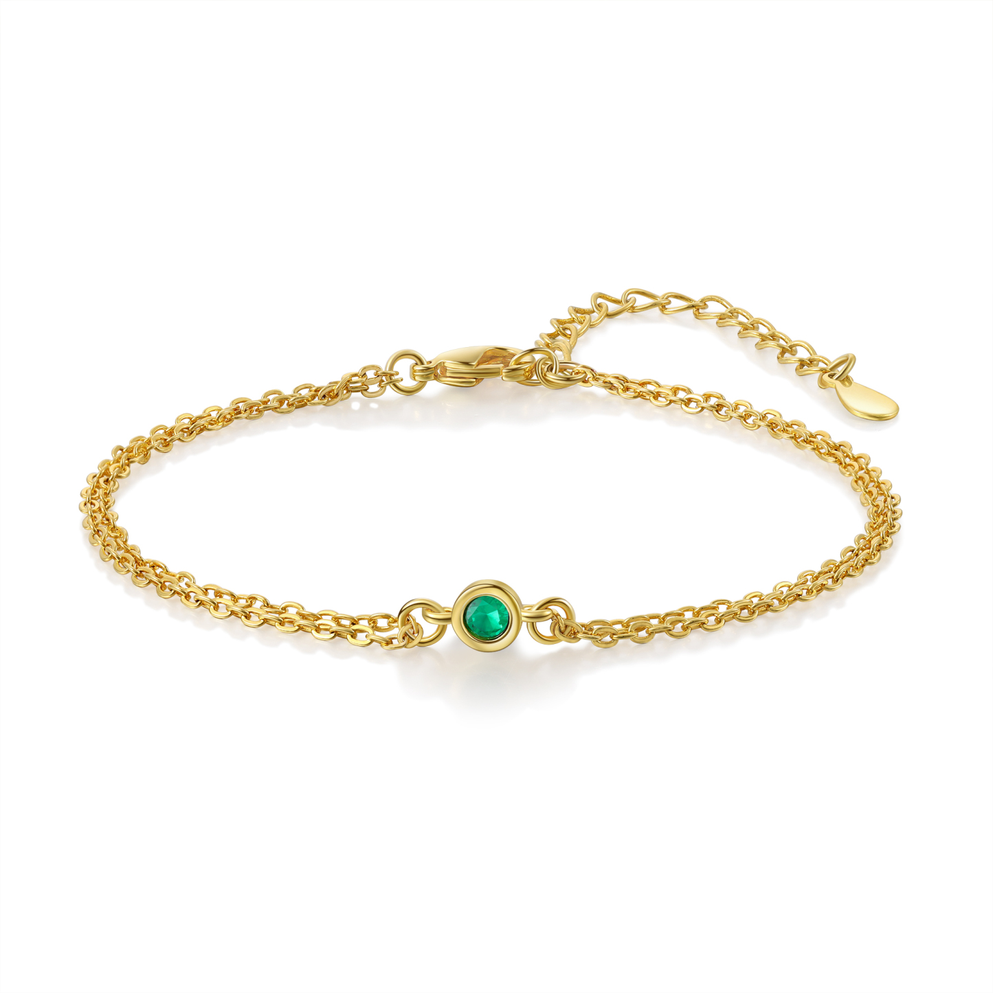 Pulsera 1-6 piedras de nacimiento personalizadas doble cadena-Jessemade ES