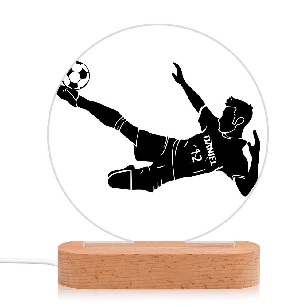 Lámpara Ilusión 3D Luz de Noche LED Fútbol con Nombre y Número Personalizados-Jessemade ES