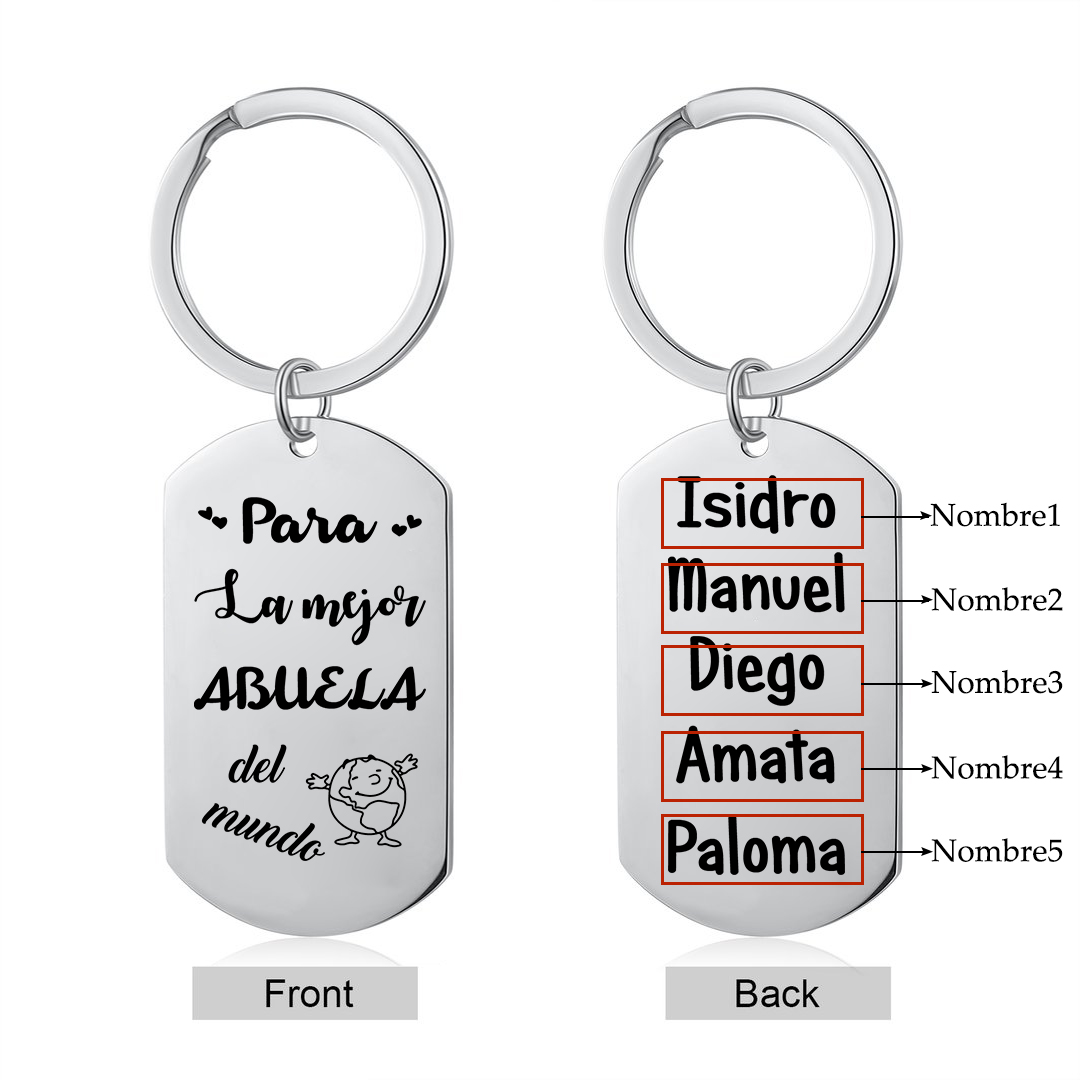 A mi abuela - Llavero 1-5 Nombres Personalizado LA MEJOR ABUELA-Jessemade ES