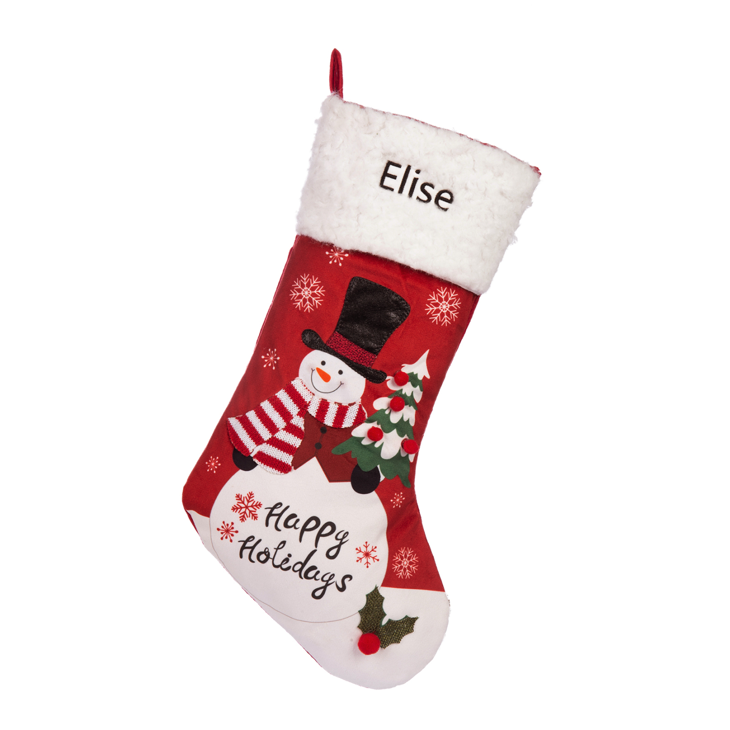 Adornos de medias navideñas de muñecos Bolsa de regalo 1 Nombre personalizado-Jessemade ES