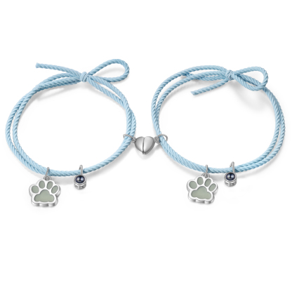Pulsera para pareja de pata fluorescente con proyección de foto con dije de corazón magnético-Jessemade ES