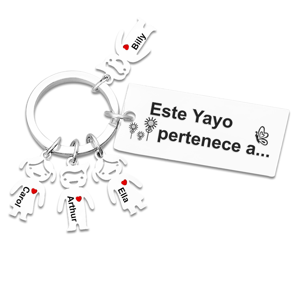 A mi abuelo - Llavero con 1-6 nombres personalizados en "niños" "Este Yayo pertenece a..."-Jessemade ES