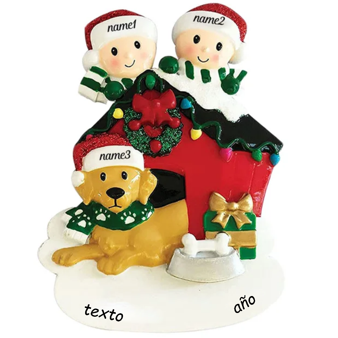 Navidad-Muñecos Ornamentos Navideños 3 Nombres y 1 Año con Texto Personalizados Adorno de Madera